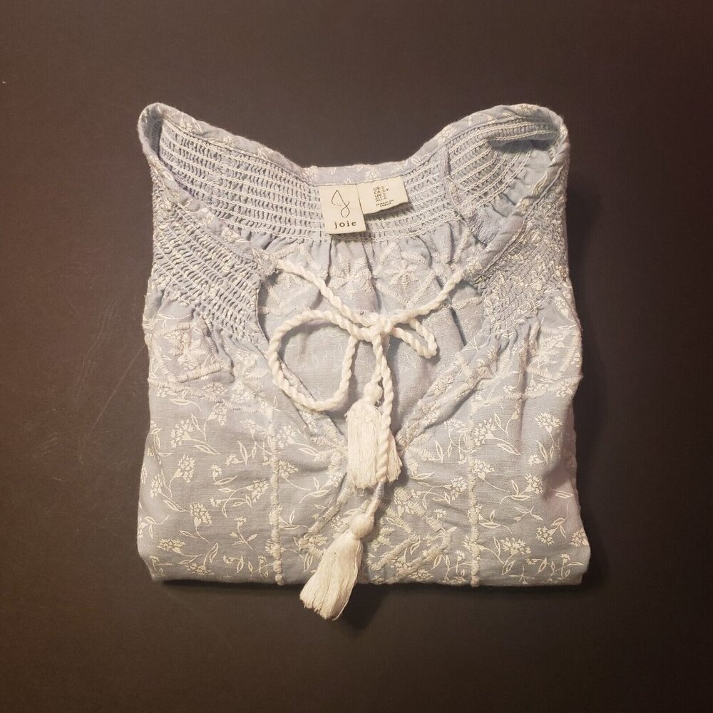 JOIE Peasant Blouse Women's Size Small Embroidered Blue Boho Cottage Core Fairy - Picture 16 of 16